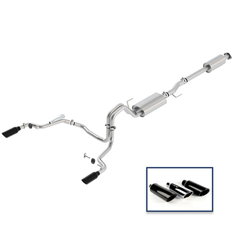 Ford Racing 15-18 F-150 2.7L Cat-Back Touring Exhaust System - Rear Exit Black Chrome Tips M-5200-F1527DTBA