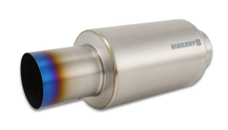 Vibrant Titanium Muffler w/Straight Cut Burnt Tip 4in Inlet / 4in Outlet 17566