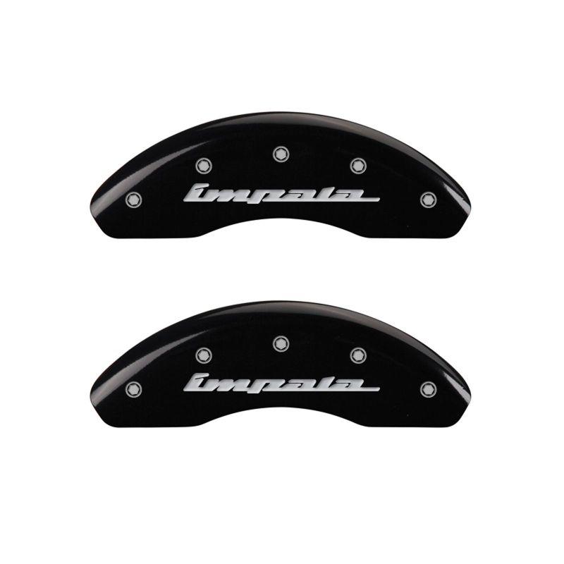 MGP 4 Caliper Covers Engraved Front & Rear Impala Black finish silver ch 14050SIMPBK Main Image