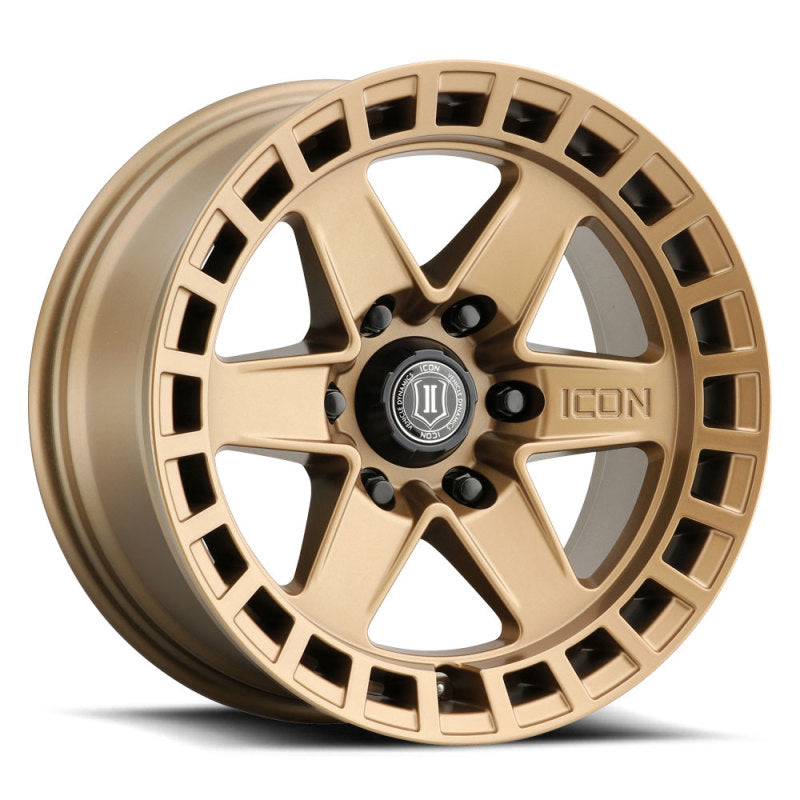 ICON Raider 17x8.5 6x135 6mm Offset 5in BS Satin Brass Wheel 3417856350BS