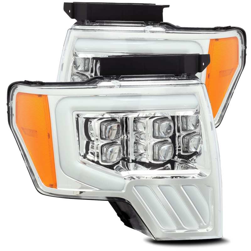 AlphaRex 09-14 Ford F-150 NOVA LED Projector Headlights Plank Style Chrome w/Activ Light/Seq Signal 880191 Main Image