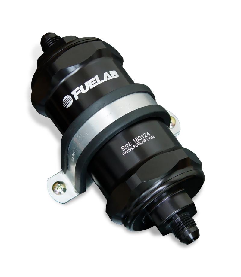 Fuelab 818 In-Line Fuel Filter Standard -10AN In/-6AN Out 10 Micron Fabric - Black 81800-1-10-6 Main Image