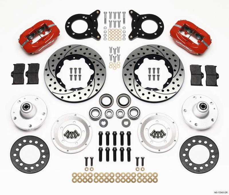 Wilwood Dynapro Dust-Boot Front Kit 11.00in Dril Red 1965-1969 Mustang Disc & Drum Spindle 140-13343-DR Main Image