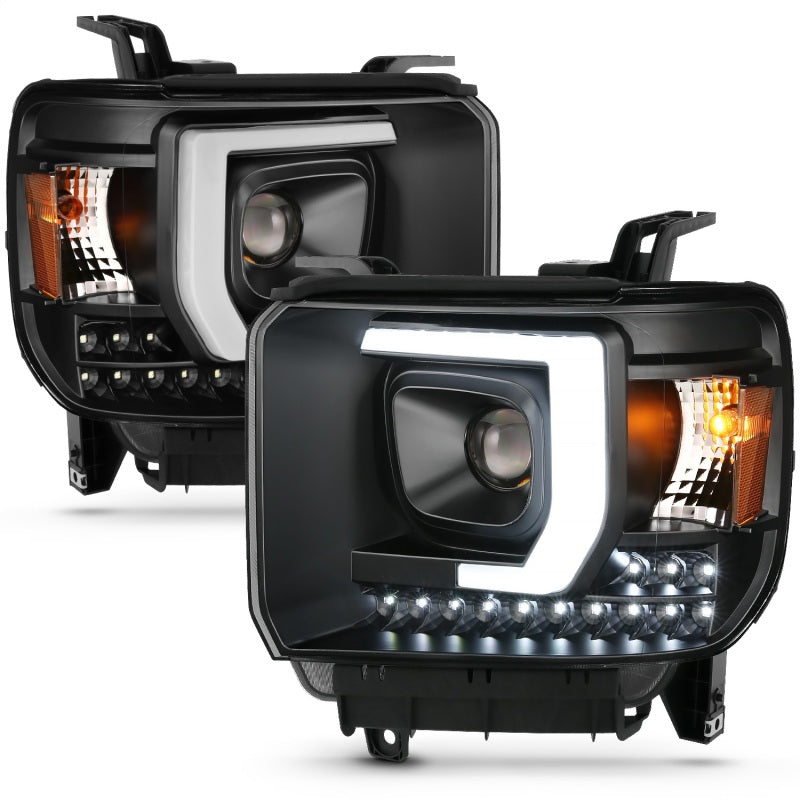 ANZO 2014-2015 Gmc Sierra 1500HD Projector Plank Style Headlight Black W/ Drl 111450