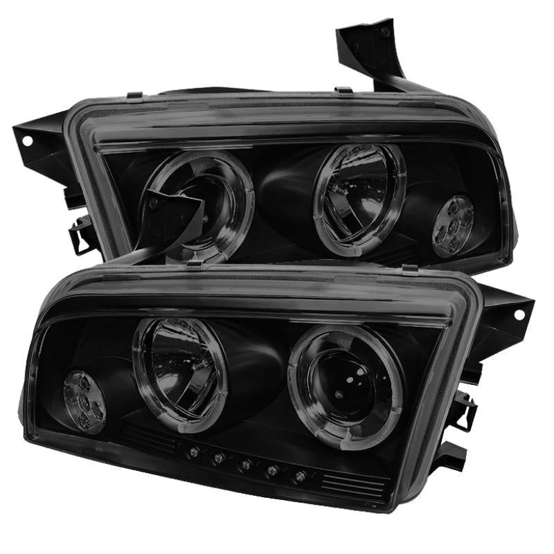 Spyder Dodge Charger 06-10 Projector Headlights Halogen- LED Halo LED Blk Smke PRO-YD-DCH05-LED-BSM 5078353 Main Image