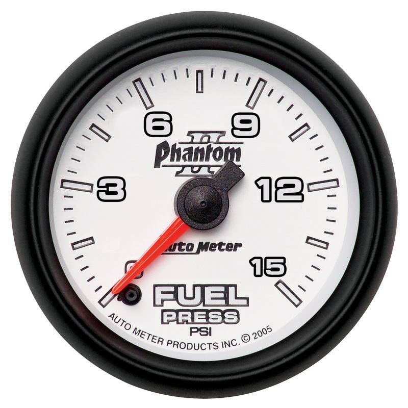 Autometer Phantom II Fuel Pressure Gauge 2-1/16in 15PSI Digital Stepper Motor 7561 Main Image