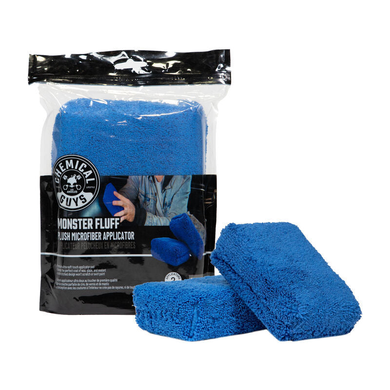 Chemical Guys Monster Fluff Plush Microfiber Applicator - 3in x 5in x 2in - Blue - 2 Pack (P24) MIC28602