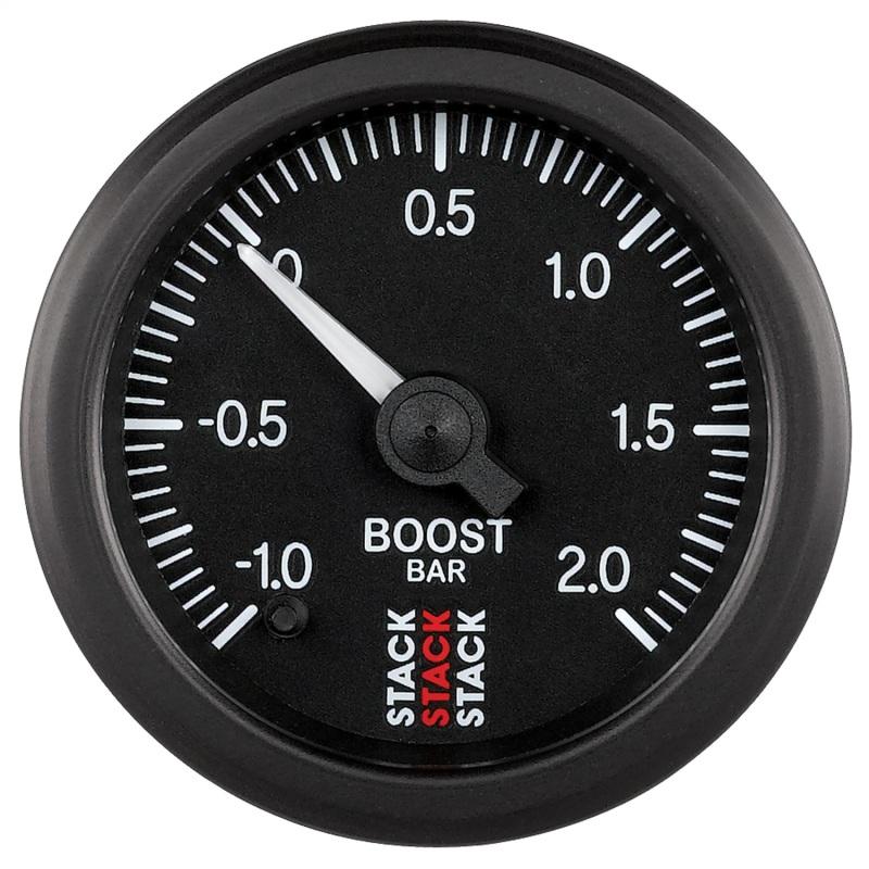 Autometer Stack 52mm -1 to +2 Bar (Incl T-Fitting) Pro Stepper Motor Boost Pressure Gauge - Black ST3311 Main Image