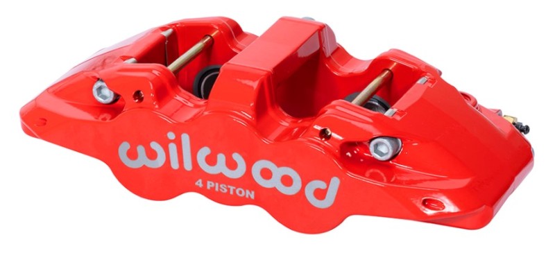 Wilwood Caliper - Aero4-DS Forged Four-Piston Caliper Black 1.12in Piston 1.10in Rotor - Red 120-14440-RD