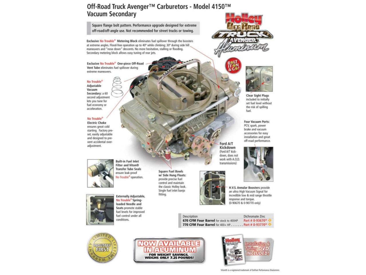 Holley 670 CFM Truck Avenger - Aluminum Carburetor