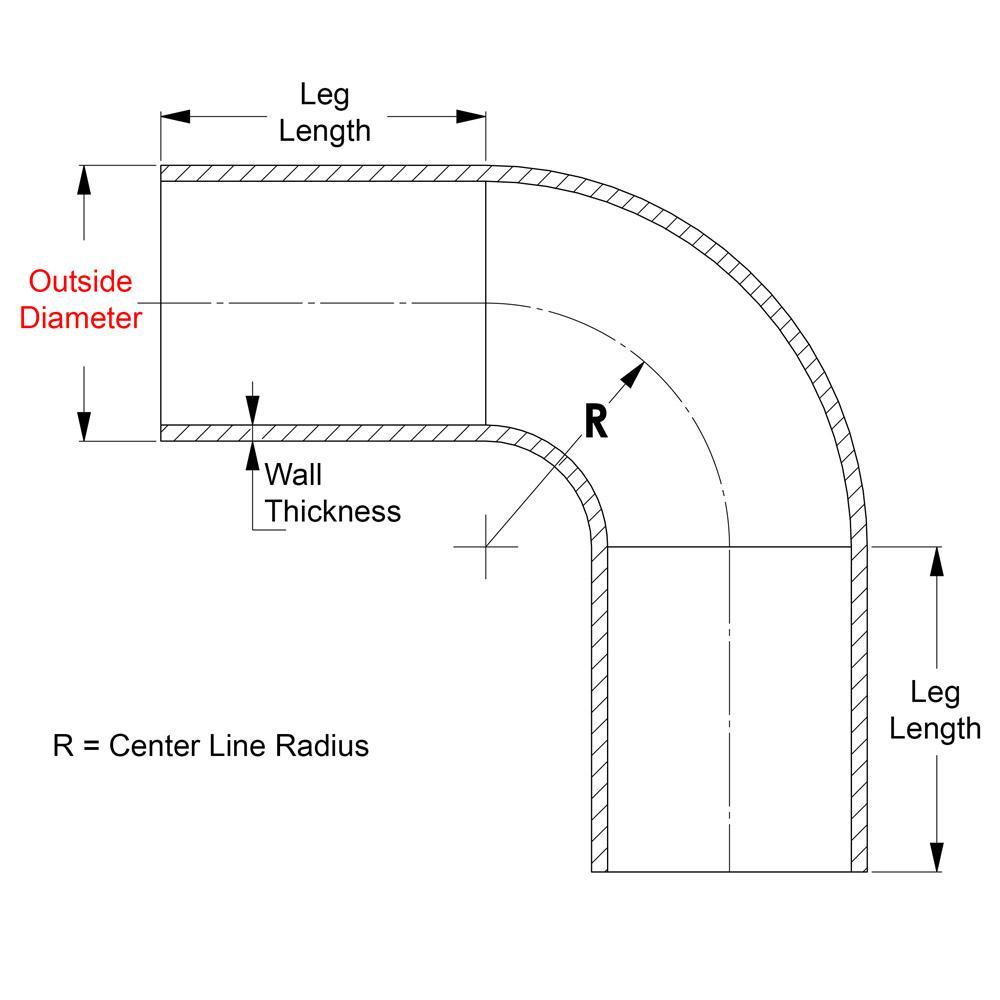 HPS 1-3/8" OD 90 Degree Bend 6061 Aluminum Elbow Pipe Tubing 16 Gauge, Mandrel Bent, Mill Finish