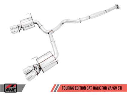 AWE Tuning Subaru STI VA / WRX GV / STI GV Sedan Touring Edition Exhaust - Chrome Silver Tip (102mm) 3015-42104