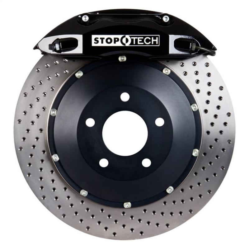 StopTech 09-10 Nissan 370Z Sport Model Only Front BBK w/ Black ST-40 Calipers Drilled 355x32mm Pad 83.488.4700.52 Main Image