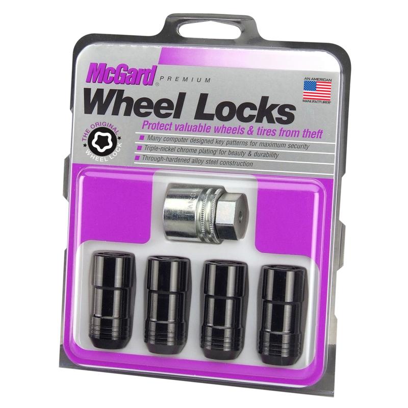 McGard Wheel Lock Nut Set - 4pk. (Cone Seat) M14X2.0 / 13/16 Hex / 2.25in. Length - Black 24208 Main Image