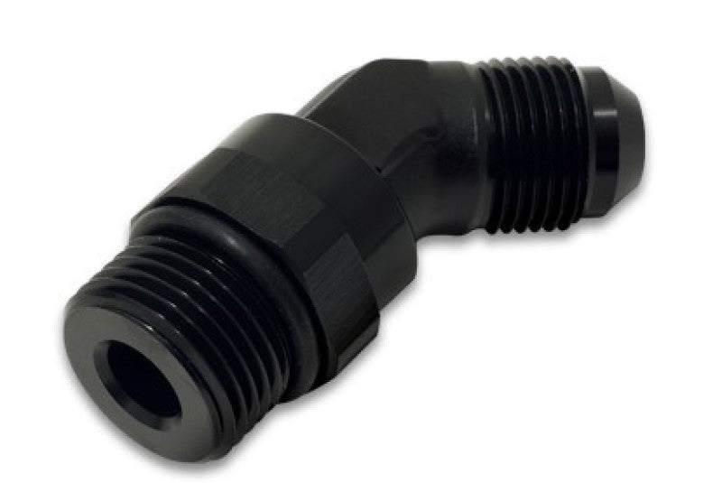 Vibrant -6AN Male Flare to Male -8AN ORB Swivel 45 Degree Adapter Fitting - Anodized Black 16941