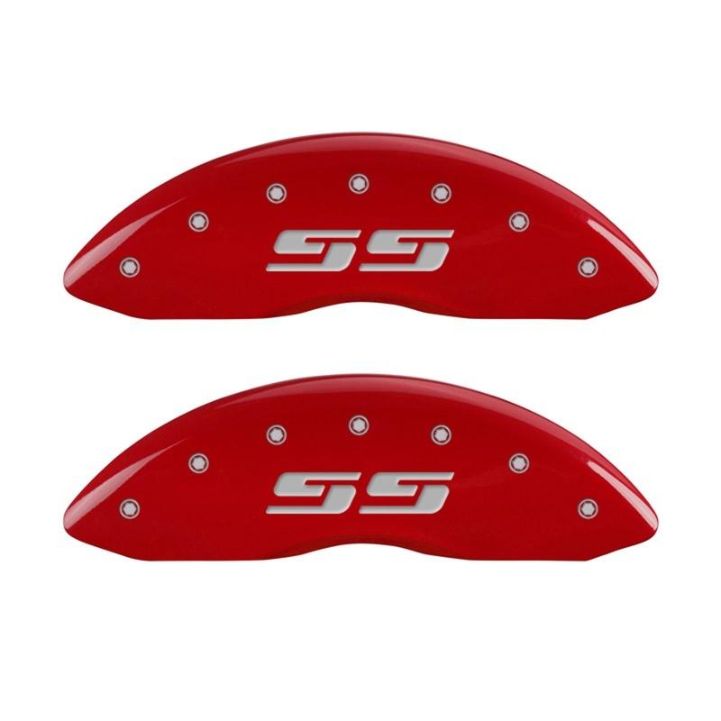 MGP Front set 2 Caliper Covers Engraved Front Silverado style/SS Red finish silver ch 14238FSS3RD Main Image