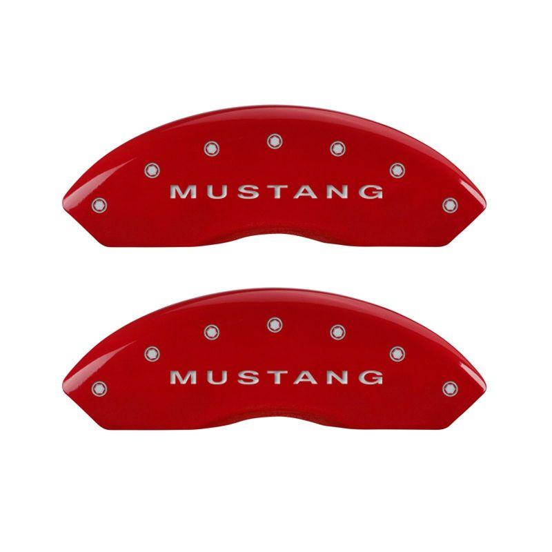 MGP 4 Caliper Covers Engraved Front Mustang Engraved Rear S197/GT Red finish silver ch 10017SMG2RD Main Image