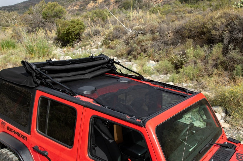 Rampage 2018-2019 Jeep Wrangler(JL) Unlimited Sport 4-Door Mesh Shade Top - Extended - Black 92525