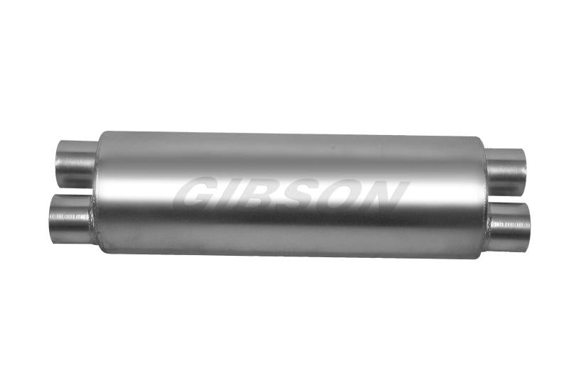 Gibson SFT Superflow Dual/Dual Round Muffler - 8x24in/3in Inlet/2.5in Outlet - Stainless 766300S Main Image