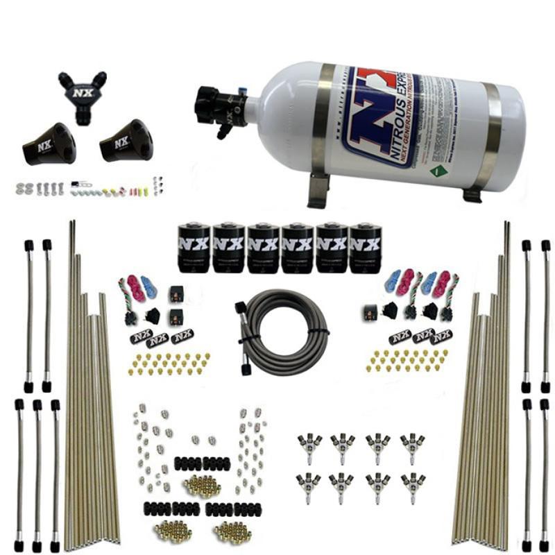 Nitrous Express 8 Cyl Triple-D Dry Direct Port 3 Stage Dry 6 Solenoids Nitrous Kit w/10lb Bottle 80020-10 Main Image