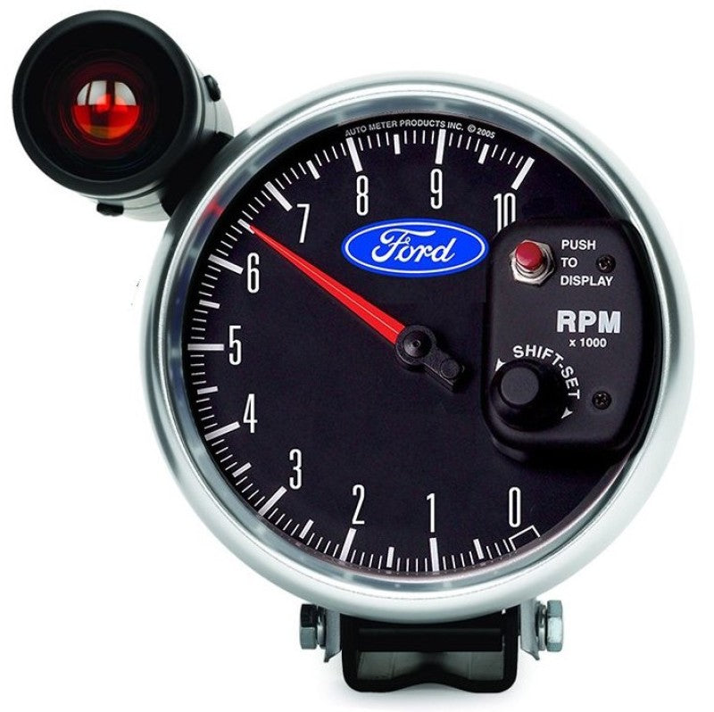 Autometer Ford 5in. 10K RPM Pedestal w/ Ext. Shift-Lite Tachometer Gauge 880827