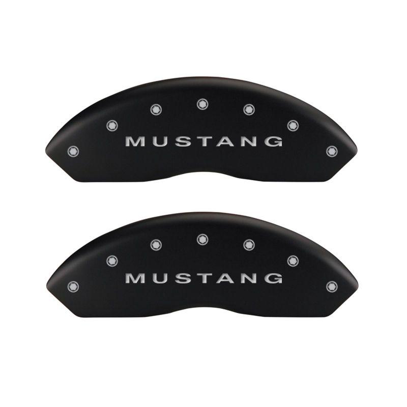 MGP 4 Caliper Covers Engraved Front Mustang Engraved Rear S197/Bar & Pony Matte Blk fnsh slvr ch 10197SMB1MB Main Image