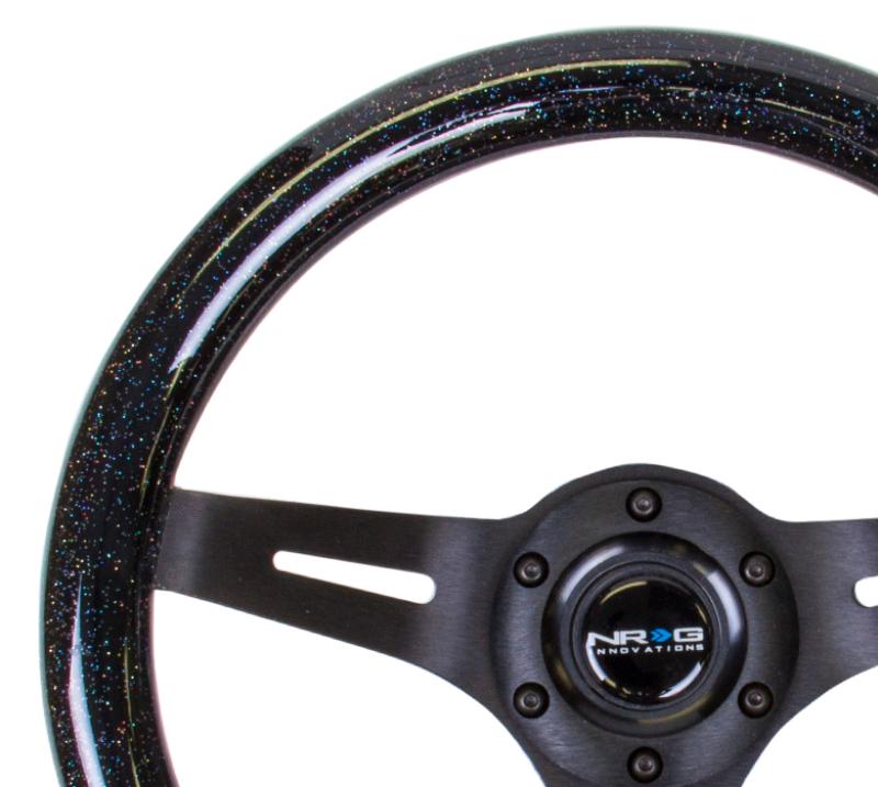 NRG Classic Wood Grain Steering Wheel (310mm) Black Sparkle w/Blk 3-Spoke Center ST-310BSB-BK Main Image