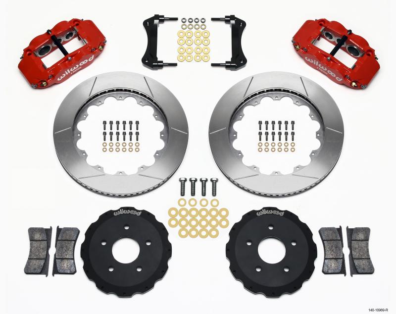 Wilwood Narrow Superlite 6R Front Hat Kit 14.00in Red Backdraft Cobra (BMW E36 Based) 140-10969-R Main Image