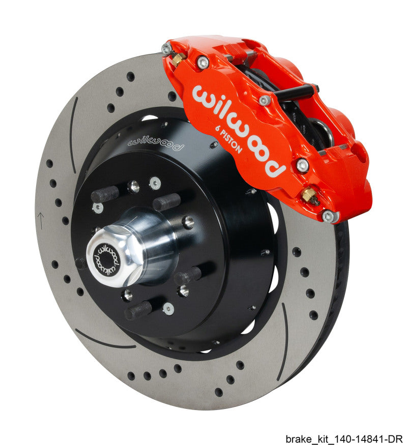 Wilwood Narrow Superlite 6R Red Front Big Brake Kit Ford 14in Drilled/Slotted Rotor 140-14841-DR