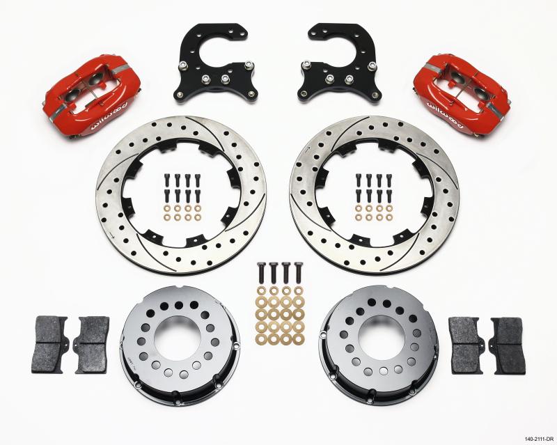 Wilwood Forged Dynalite P/S Rear Kit Drilled Red 58-64 Olds/Pontiac Ends 140-2111-DR Main Image