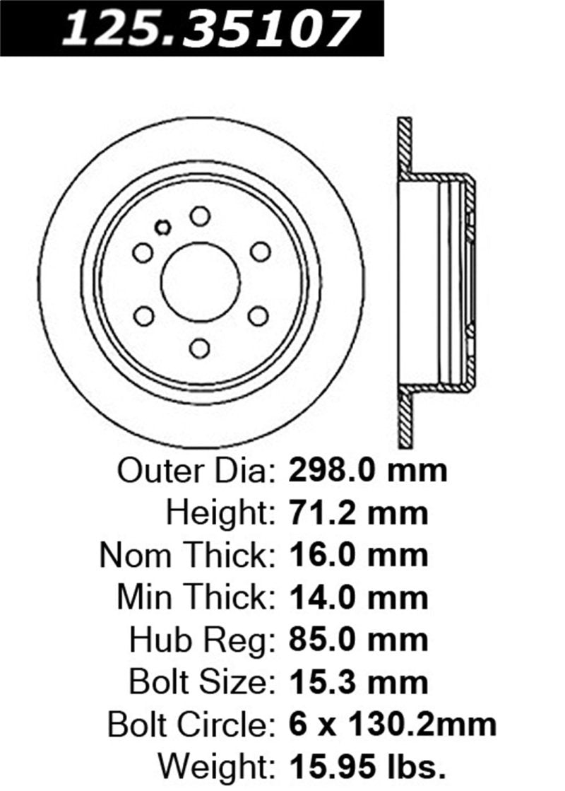 Stoptech 07-09 Dodge Sprinter Rear Premium High Carbon Cryo Brake Rotor 125.35107CRY Main Image