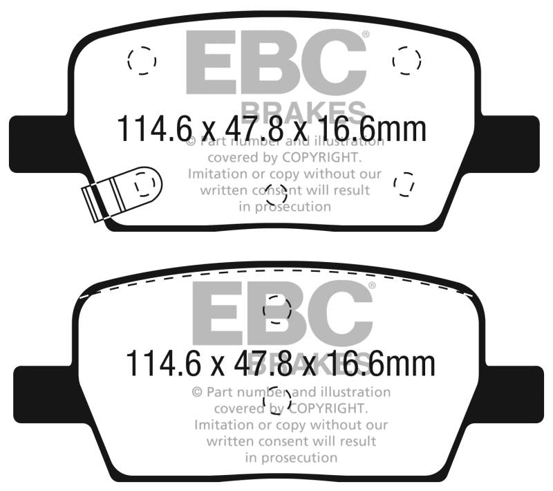 EBC 2016+ Cadillac CT6 2.0L Turbo Ultimax2 Rear Brake Pads UD1914 Main Image