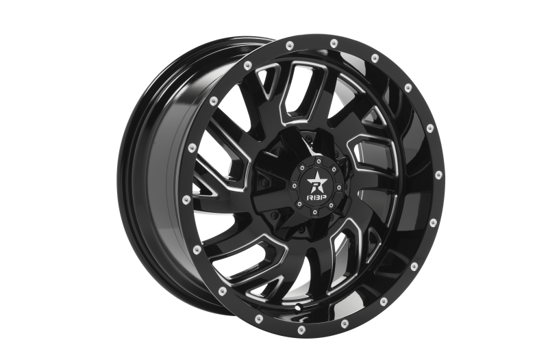 RBP 65R Glock 20x12 Blank BP / -12mm Offset 78mm CB Gloss Black w/Machined Grooves Wheel 65R-2010-00-12BG Main Image