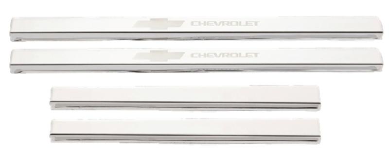 Putco 2019+ Chevrolet Silverado LD- Crew Cab (4pc) w/ Bow Tie Etching SS Door Sills 95183GM-1 Main Image