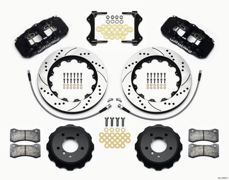 Wilwood AERO6 Front Hat Kit 14.00 Drilled 2007-2011 BMW E90 Series w/Lines 140-13582-D Main Image