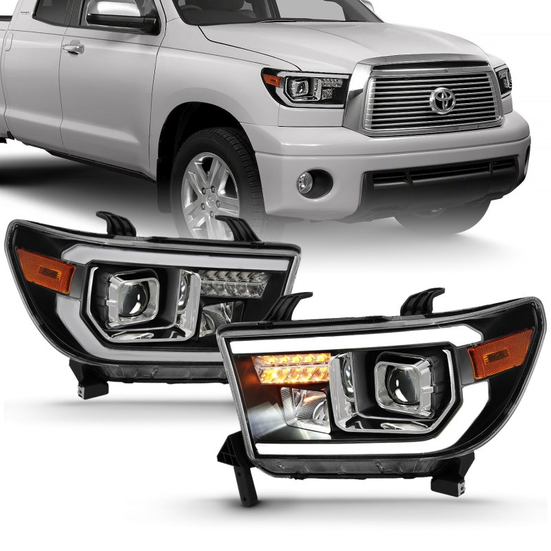 ANZO 2007-2014 Toyota Tundra Projector Light Bar H.L Black Amber(Led High Beam) (Halogen Version) 111447