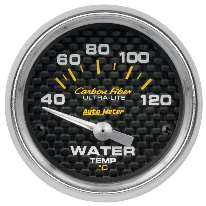 Autometer Carbon Fiber 52mm 40-120 Deg C Electronic Water Temp Gauge 4737-M Main Image