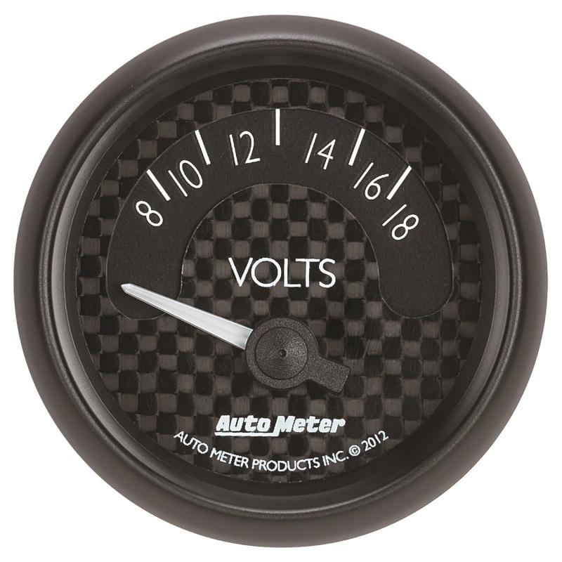 Autometer GT Series 52mm Short Sweep Electronic 8-18 Volts Voltmeter 8092 Main Image