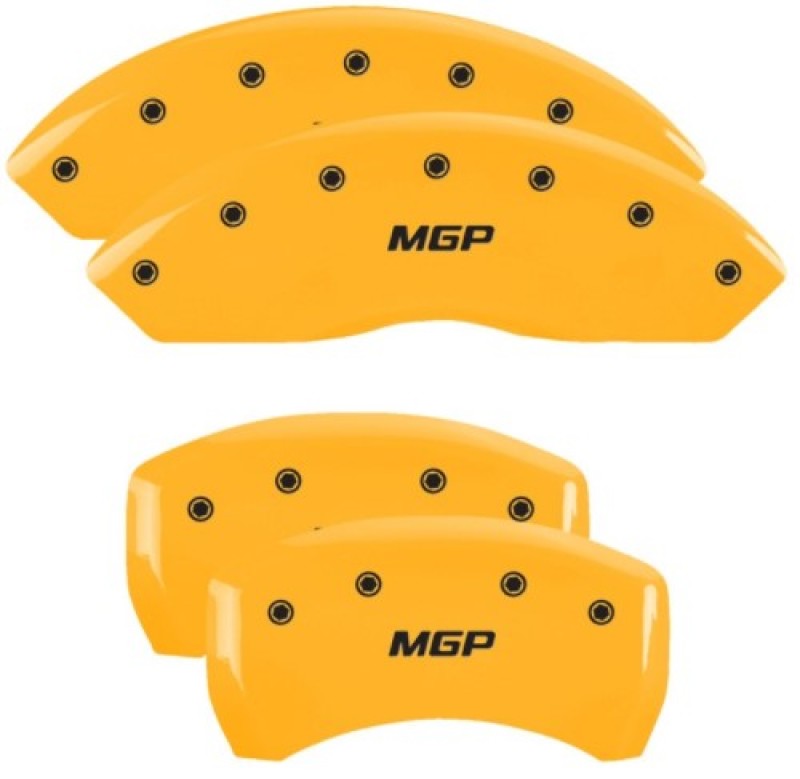 MGP 4 Caliper Covers Engraved Front & Rear MGP Yellow Finish Black Char 2019 Chevrolet Blazer 14255SMGPYL