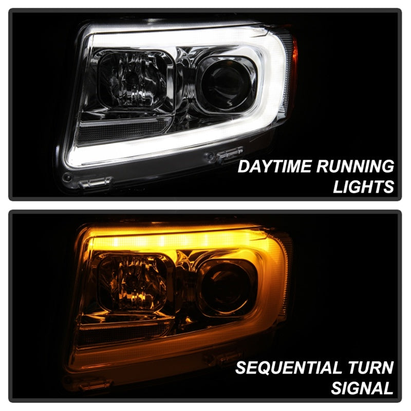 Spyder 11-13 Jeep Grand Cherokee - Light Bar Proj Headlights - Halo Model - Chro - PRO-YD-JGC11-LB-C 5085801