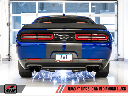 AWE Tuning 2015+ Dodge Challenger 5.7L Touring Edition Exhaust - Resonated - Diamond Black Quad Tips 3015-43154
