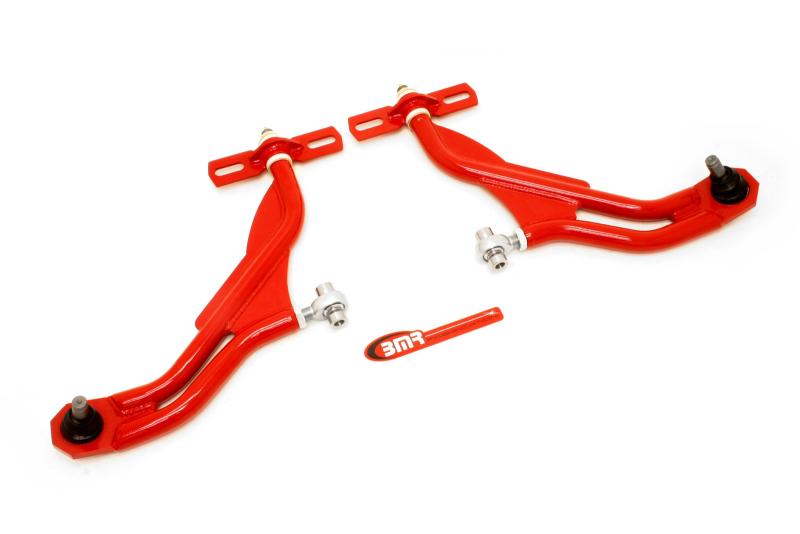 BMR 10-14 S197 Mustang Adj. Lower A-Arms Delrin/Rod End w/ 19mm STD. Height Ball Joint - Red AA022R Main Image