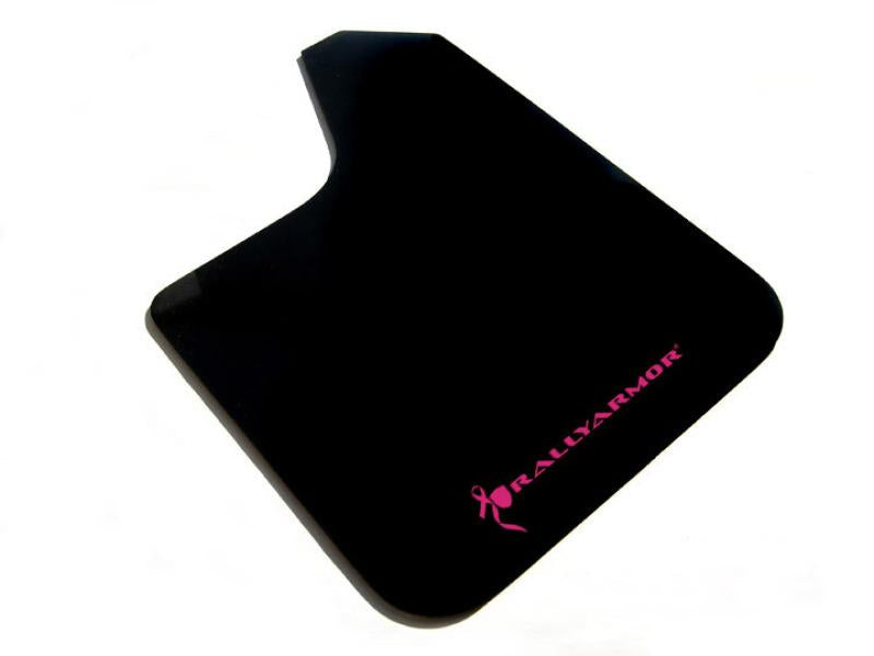 Rally Armor Universal fitment (no hardware) Basic Black Mud Flap w/ Pink Logo MF12-BAS-BCPK Main Image