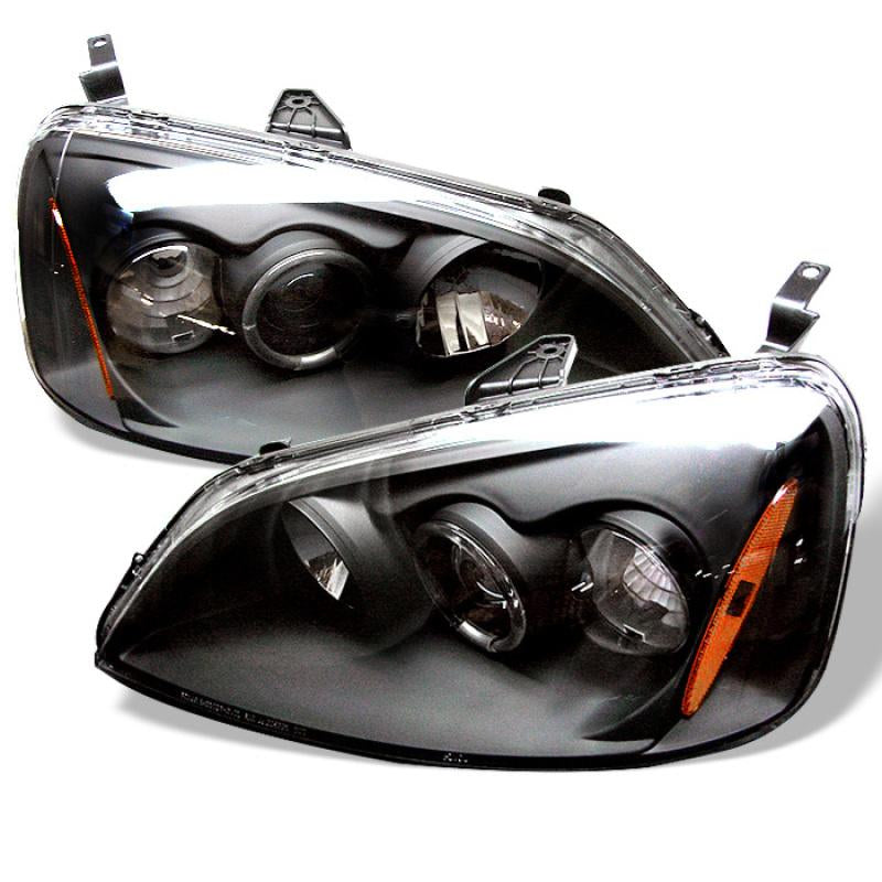 Spyder Honda Civic 01-03 2/4DR Projector Headlights - LED Halo Amber Reflector Blk PRO-YD-HC01-AM-BK 5010759 Main Image