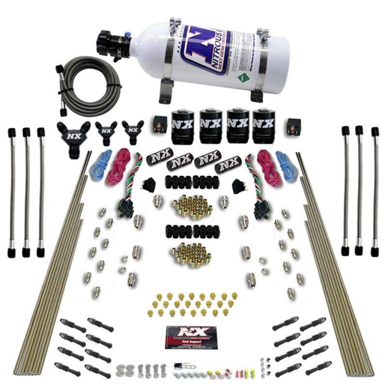 Nitrous Express 8 Cyl Dry Direct Port Dual Stage 4 Solenoids Nitrous Kit (200-600HP) w/5lb Bottle 93106-05 Main Image