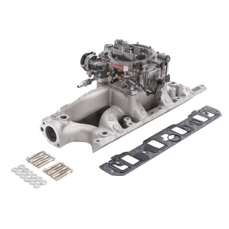 Edelbrock Manifold And Carb Kit Performer RPM Air-Gap Small Block Ford 289-302 Natural Finish 2033 Main Image