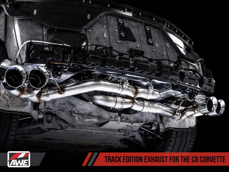 AWE Tuning 2020 Chevrolet Corvette (C8) Track Edition Exhaust - Quad Diamond Black Tips 3020-43086