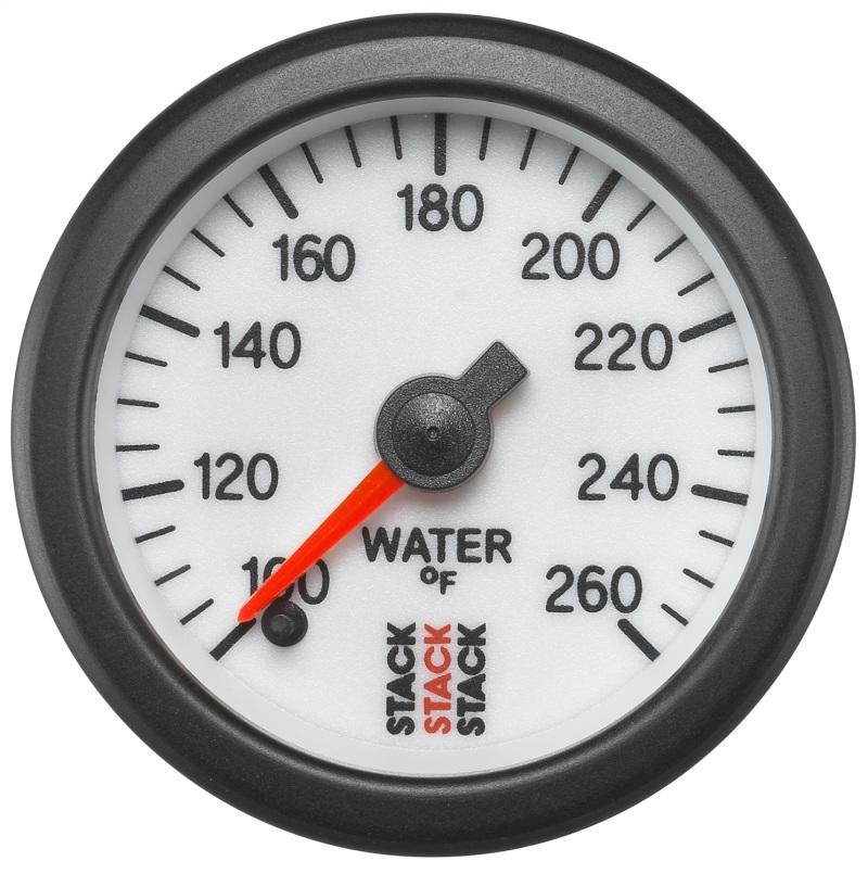 Autometer Stack 52mm 100-260 Deg F 1/8in NPTF Male Pro Stepper Motor Water Temp Gauge - White ST3358 Main Image