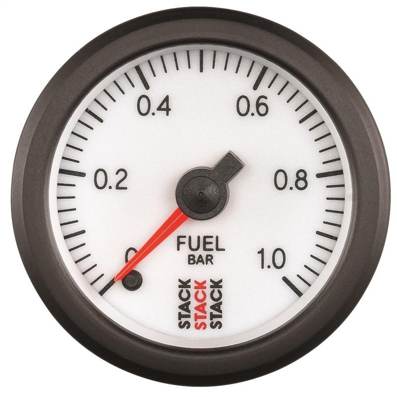 Autometer Stack 52mm 0-1 Bar M10 Male Pro Stepper Motor Fuel Pressure Gauge - White ST3353 Main Image