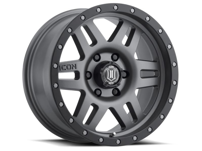 ICON Six Speed 17x8.5 5x150 25mm Offset 5.75in BS 116.5mm Bore Titanium Wheel 1417855557TT Main Image